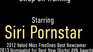 big boobed siri pornstar dominates blonde beauty dayna vendetta with strap-on fucking in lingerie.