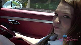 Mazy Myers amateur babe, uh, drivin' lesson turns into pussy play and suckin' cock in car gfe pov