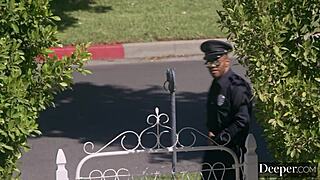 Amber Moore can't resist uniform blowjob