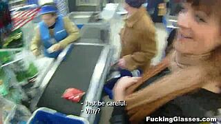 fucking glasses teen on stairway