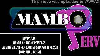 Brazilian ebony princess Jasminy Villar endures intense anal BDSM