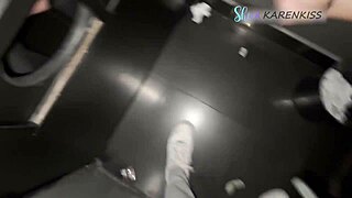 Paying for blowjob from stranger at glory hole with cuckold watching KarenKiss