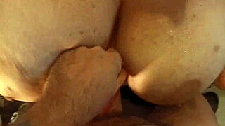 couple's friend fucks tettona's tits with monster cock.