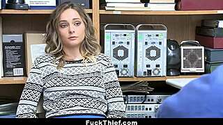 Blonde teen caught shoplifting, confronted by security guard in store