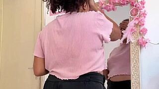 Chubby girl farting while getting ready for a date in curvy solo action