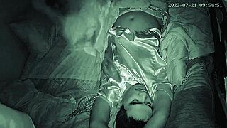 Asian babe's natural tits in voyeur orgasm clip