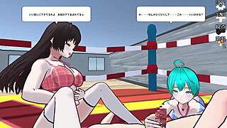 Hentai anime scene. Sub mail faces bdsm slave treatment.