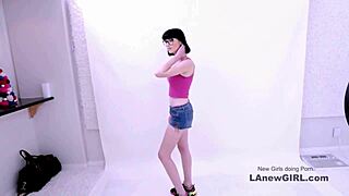 Wow, stunning brunette seduced by producer at modeling audition!