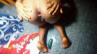 young girl stretches her ass for big black cock, it's so sexy!