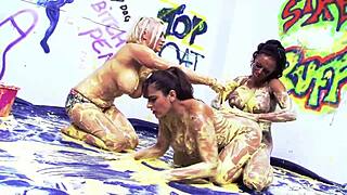 Sapphic Threesome Party With Valery Summer And Kerry Louise Milfs Tonguing Pussy Cunilingus Licking Fetish