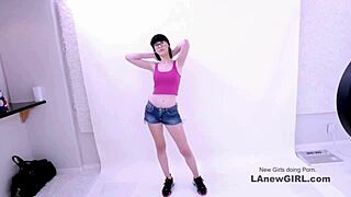 Wow, stunning brunette seduced by producer at modeling audition!