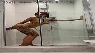 Naked Roxy Showers And Masturbates With Toys In Bathroom!