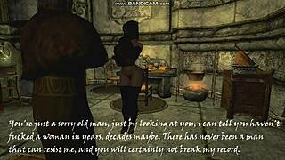 18+ nagy mellű csaj baszva öregember által Skyrimben