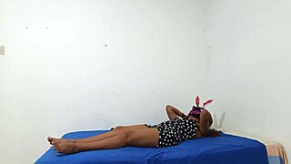 Brunette milf discovers homemade pleasure by masturbating her huge clit at night.