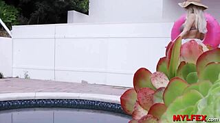 Mylfex - Stepson goes wild licking step mom and teen neighbor at poolside party