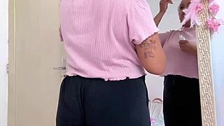 Chubby girl farting while getting ready for a date in curvy solo action