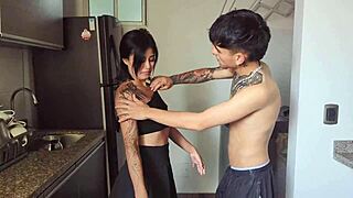 colombian hermanastra cleans house then sucks my hard cock