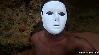 Specific Young black couple bangs hard on wet beach holiday