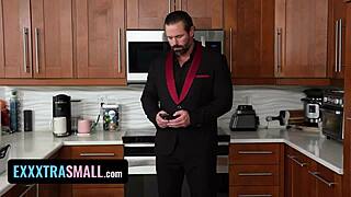 Teen seduces stepdad's friend with elixir, making him horny!