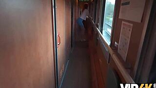 young redhead tries anal on train