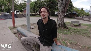 i found this colombian girl at the train station to film outdoor flashing.