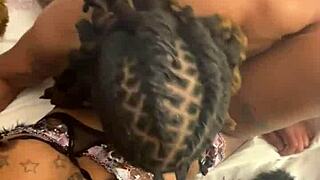 pussy eating compilation with black ebony pornstar in ripped clothes and missionary muff diving