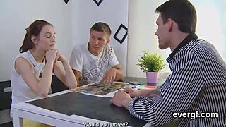 Desperate stud lets naughty friend bang his ex-girlfriend for cash