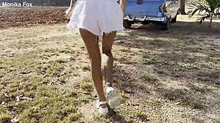 monika fox shamelessly pisses outdoors with naked tits