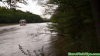 uh, picked up euro babe flashin’ her tits in public!