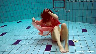 hot deniska strips underwater as naked teen in bikini