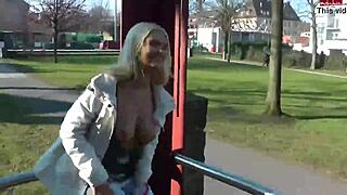 Hey, why's this German blonde teenslut bare in public streets?