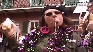 Man, freaks n' tits pop out on Fat Tuesday, wild public flashing