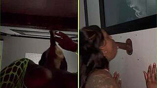 Gloryhole Fun Sucking Strangers’ Big Cocks 😜