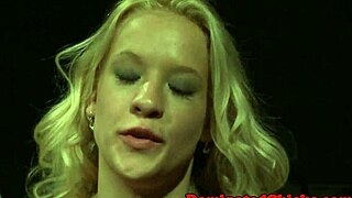 Euro babe tied up and punished hard before tasting cum