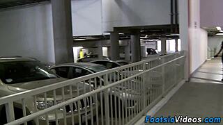 Hell Yeah! Busty Whore's Feet Get a Sticky Cumshot