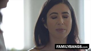 Spitting cream in sister's mouth, Leda Lotharia and Serena Blair get wild in the kitchen