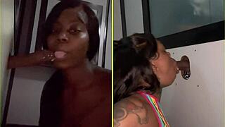 Gloryhole Fun Sucking Strangers’ Big Cocks 😜