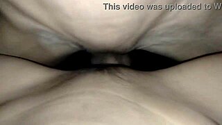 she spreads wide as he teases her wet shaved pussy before taking her first.