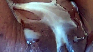 Young ebony teen 18+ gets covered in cum from interracial homemade fuck 😈🍫