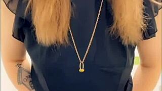 At work, she teased herself, masturbating her big clit and wet pussy, getting so horny with her big ass