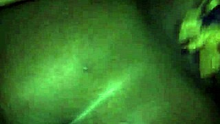 A big black ass is stroked by a long dick.