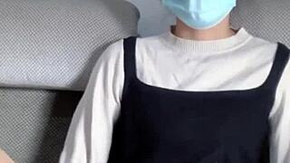 Siganjue teases in transparent stockings, seducing with big asian tits