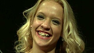 Euro babe tied up and punished hard before tasting cum