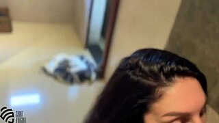 Milf gives steamy blowjob in shower before real female orgasm hits hard