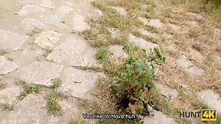 Hunt4K Guy Allows Stranger To Fuck Cute GF Liliane For Cash Outdoors