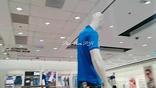 Hairy Asian Stepsister Bent Over In Mall Fitting Room For Risky Public Doggystyle Sex With Hard Dick.