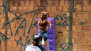 THE LATINA SLUT GETS HER ASS FUCKED OUTDOOR LIKE A SEX TOY.