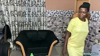 Horny naughty black student FUCKS big cock school security.