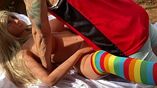 Linda wanted to show off her latina pussy with a toy outdoors.