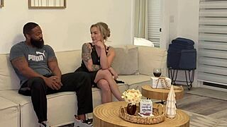 Hot Blonde Cucks Hubby for BBC in Wild Doggystyle Action